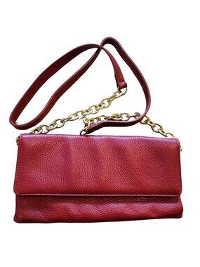 Mark and Graham Purse Red and Gold Leather Shoulder Bag Italian Handbag DH667